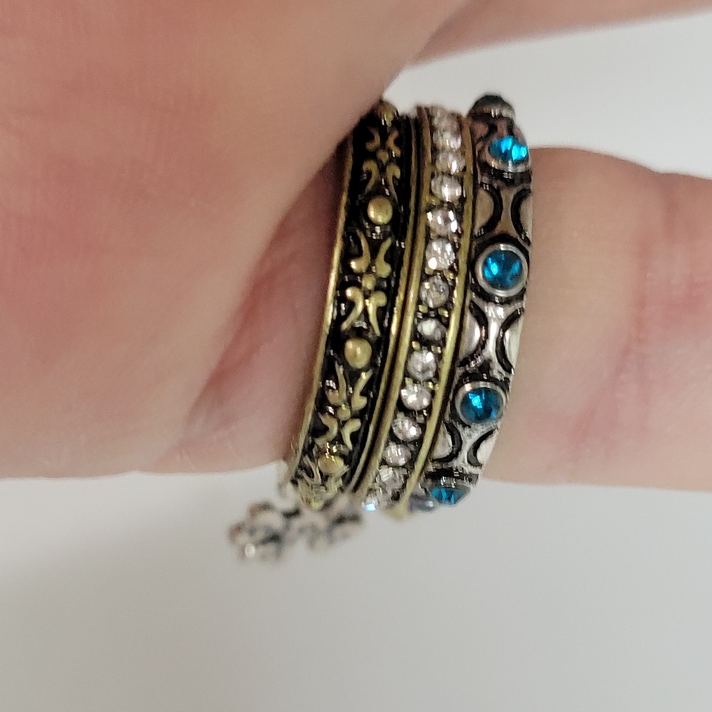 3pc Stackable Ring Set In Bronze. Cross Shamrock … - image 5